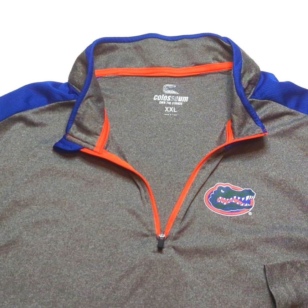 Colosseum Pullover Men's 2XL Quarter Zip Long Sleeve Florida Gators Gray Blue.